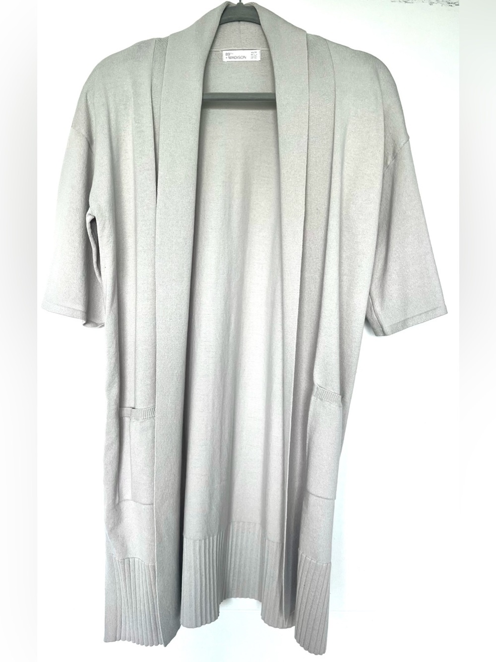 89th + Madison Light Gray Open Front Kimono Sleeve Cardigan Sweater Women’s XS